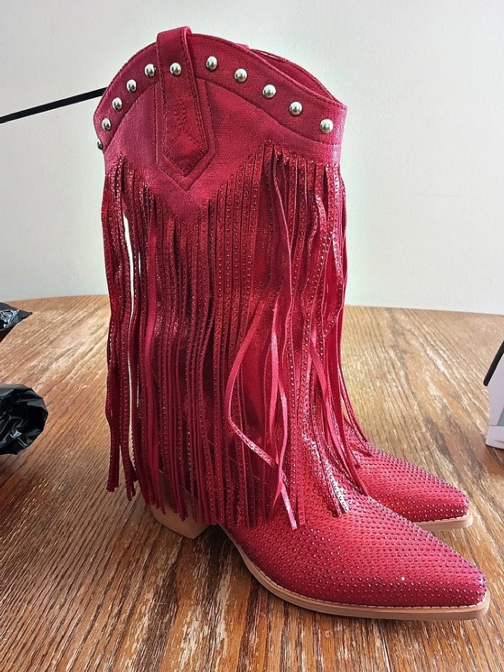 Red Rhinestone  Fringe Cowboy Boots - Picture 6 of 6